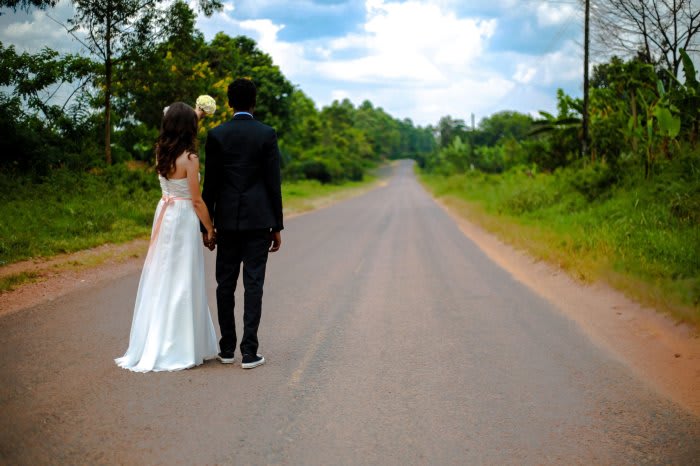 Couple on their wedding day