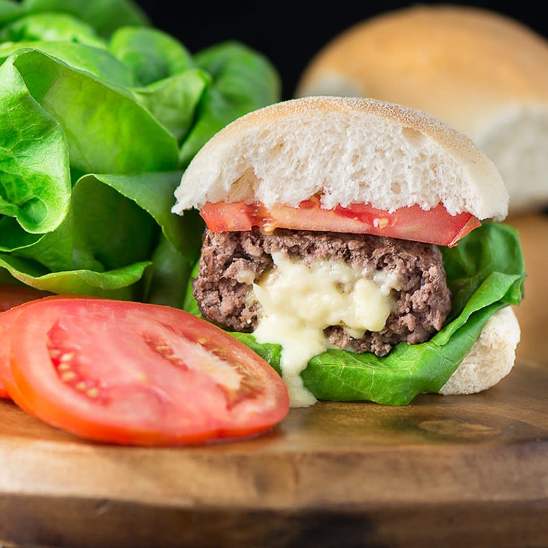 Homemade cheese stuffed burgers
